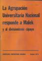 Portada de La Agrupación Universitaria Nacional responde a Malek y al divisionismo cipayo