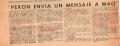Portada de El Movimiento Revolucionario Peronista habla con la prensa: "Perón envìa un mensaje a Mao"
