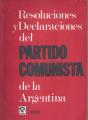 Portada de Resoluciones y declaraciones del Partido Comunista de la Argentina